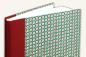 Preview: Fotoalbum,Leinenrücken rot, Einband grün, Muster geometrisch, dreiecke klein, weiss, rot